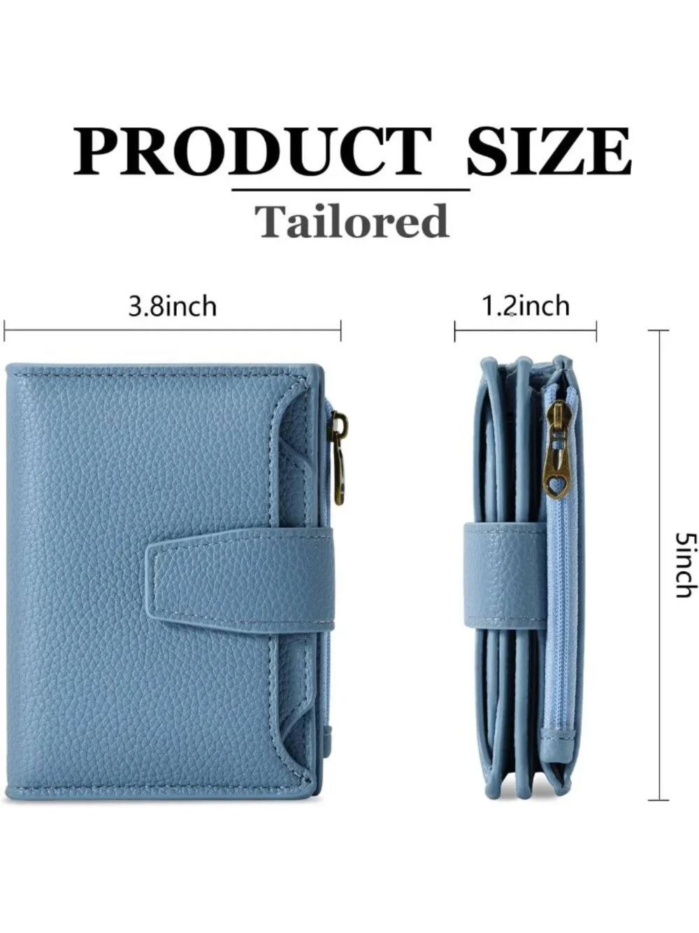 Compact RFID Blocking Leather Wallet for Women - Bifold Card Holder with Zipper